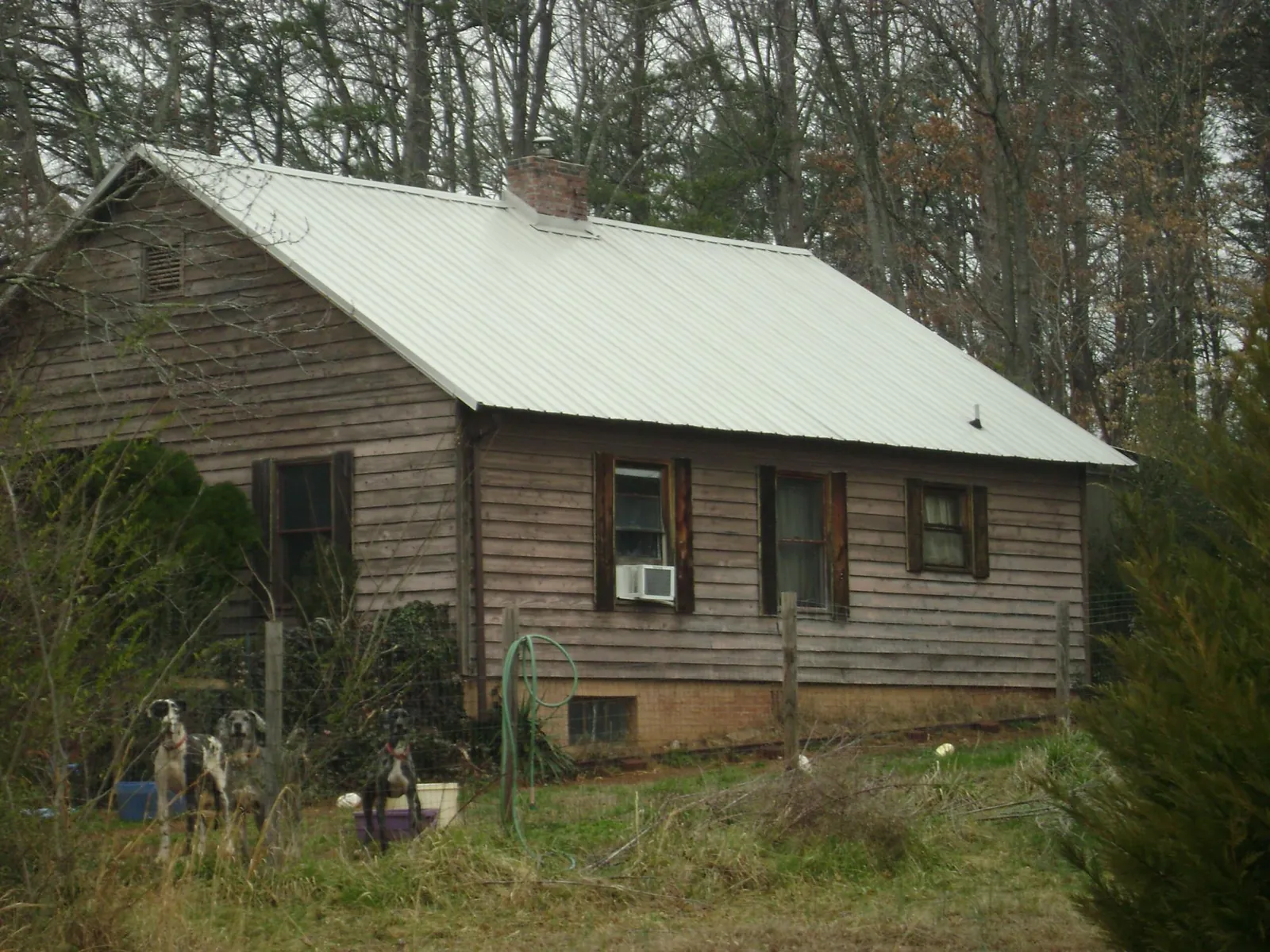 White metal roof on an old wood sided farmhouse, from a Asphalt Shingle Roof Repair job in Egan